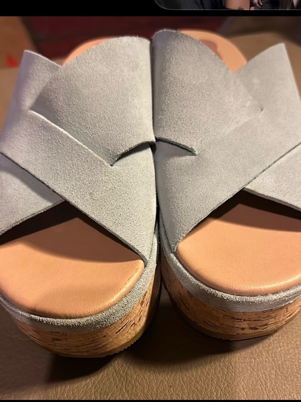Sorel Women's Platform Sandals - Light Gray and Tan